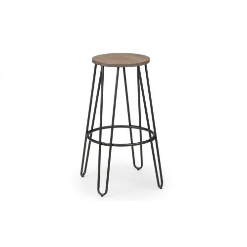 Dalston Elm and Black Steel Bar Stool (D33 x W33 x H75)