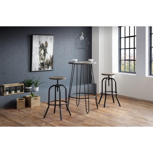 Dalston Elm and Black Steel Bar Table (D60 x W60 x H105)