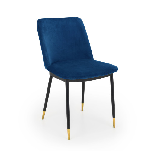 Set of 2 Delaunay Blue Velvet Dining Chairs (D59 x W50 x H83cm)