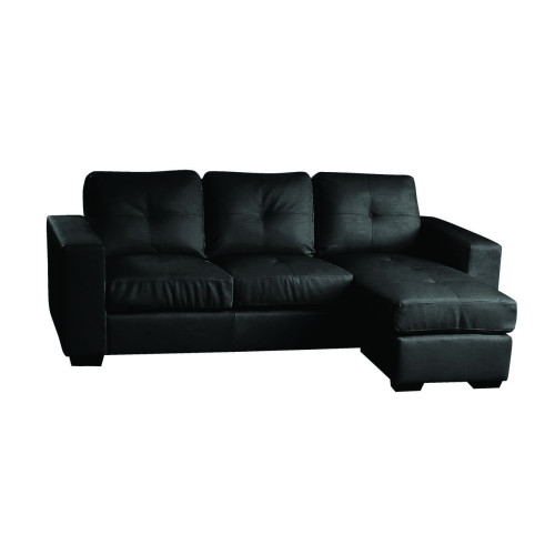 Diego Black Faux Leather Corner Sofa (D89 x W224 x H87cm)
