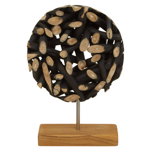 Black Wood Sculpture on a Wooden Stand (D10 x W25 x H35cm)