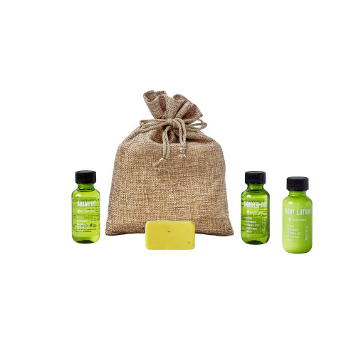 Hessian Bag Toiletries Welcome Pack (Box of 50) - Greener Lifestyle Bottle