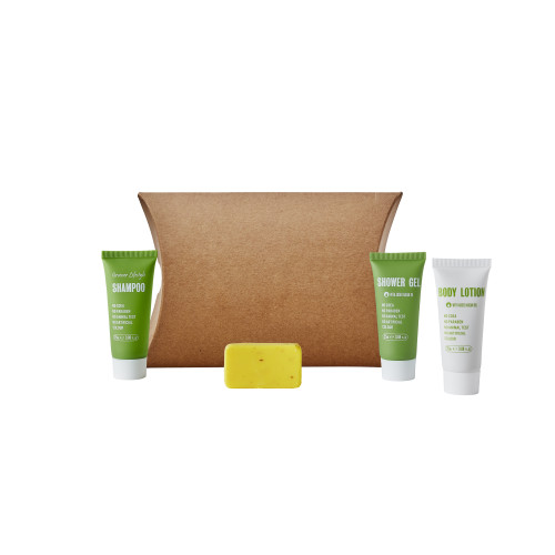Kraft Pillow Box Toiletries Welcome Pack (Box of 50) - Greener Lifestyle Tube