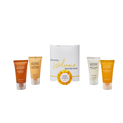 Dale Leisure Branded Tunnel Toiletries Welcome Pack (Box of 56) - Essentiel Elements Bathe Bottle