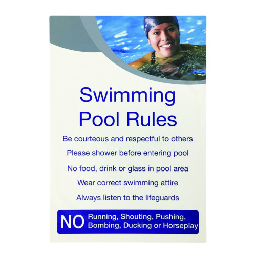 Metal Adhesive Detailed Pool Rules 28 x 40cm (Box of 5)