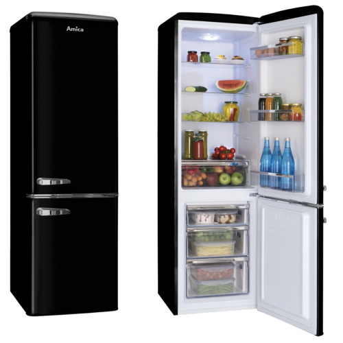 Amica Black Retro Freestanding Fridge Freezer 60|40 Split (H181 x W55 x D61.5cm)