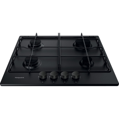 Hotpoint Integrated Gas 4 Burner Hob with Front Controls (H5.6 x W58 x D51cm) - Black Metal Finish