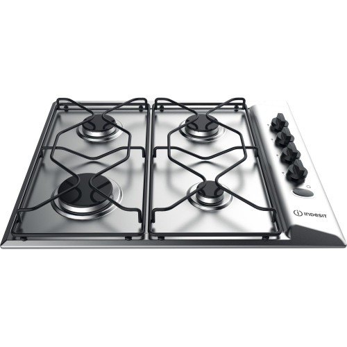 Indesit Integrated Gas 4 Burner Hob with Side Controls (H2.8 x W58 x D50cm) - Stainless Steel