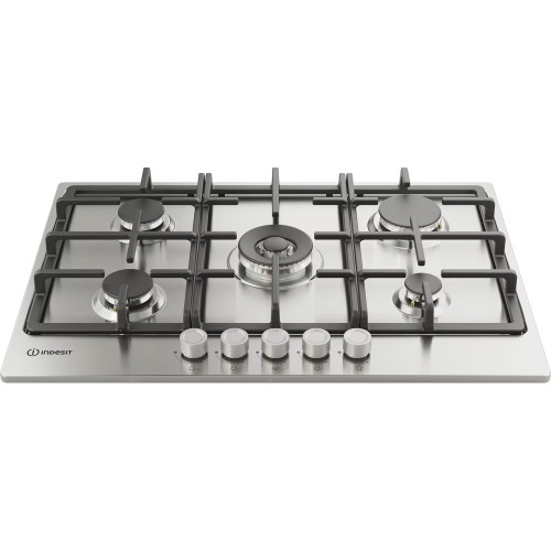 Indesit Integrated Gas 5 Burner Hob with Front Controls (H5.8 x W73 x D51cm) - Stainless Steel