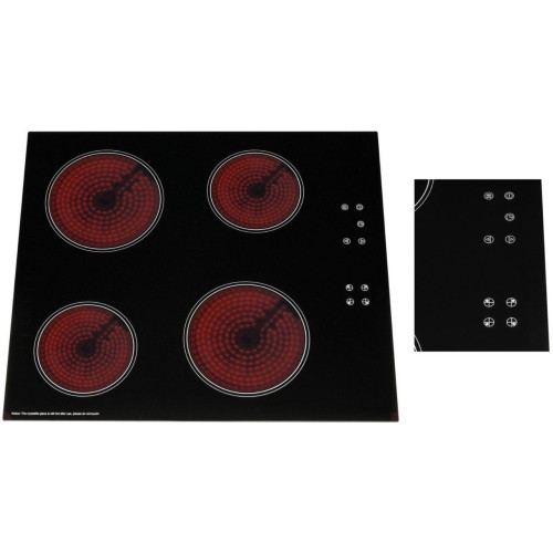 SIA Integrated Electric 4 Burner Hob with Side Touch Controls (H5.2 x W58 x D51cm) - Black Ceramic Induction