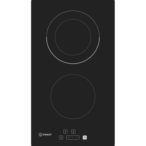 Indesit Integrated Electric 2 Burner Hob with Front Controls (H4.7 x W30 x D52cm) - Black Ceramic