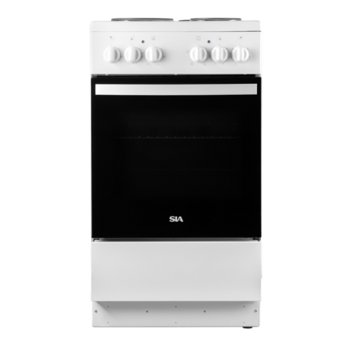 SIA Freestanding Electric Single Cooker with Solid Plate Hob (H90 x W50 x D60cm) - White