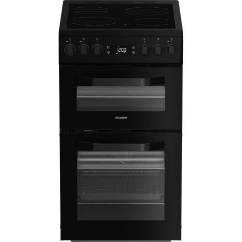 Hotpoint Freestanding Electric Twin Cooker with Ceramic Hob (H90 x W50 x D60cm) - Black