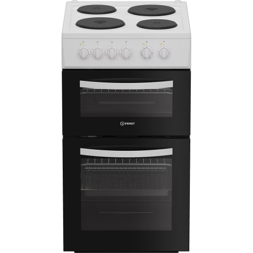 Indesit Freestanding Electric Twin Cooker with Solid Plate Hob (H90 x W50 x D60cm) - White