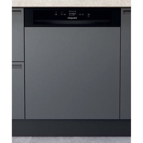 Hotpoint Integrated Full Size Dishwasher with Rapid Wash and Visible Control Panel (H82 x W59.8 x D55.5cm) - Black