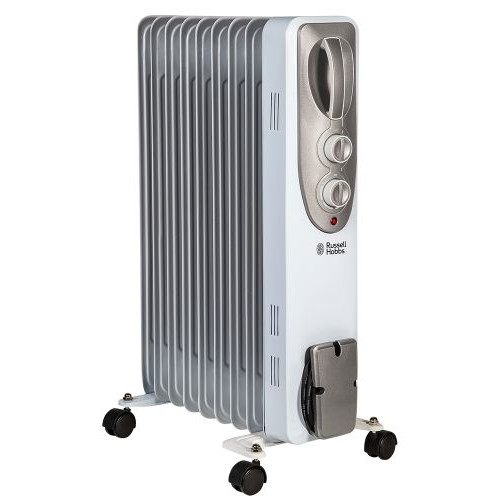 Russell Hobbs Portable Oil Filled Radiator 11 Fin (H62.5 x W24 x D40.5cm) - White