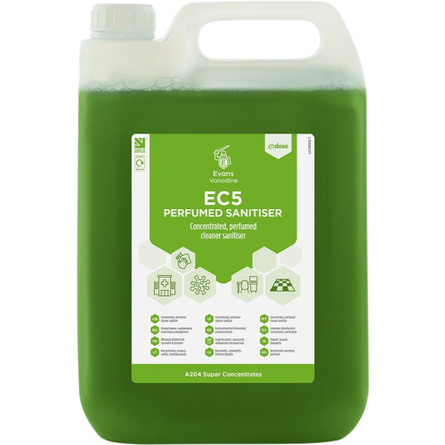 Evans Vanodine Super Concentrates E:DOSE EC5 Perfumed Sanitiser 5 Litre (Box of 2) - A204EEV2