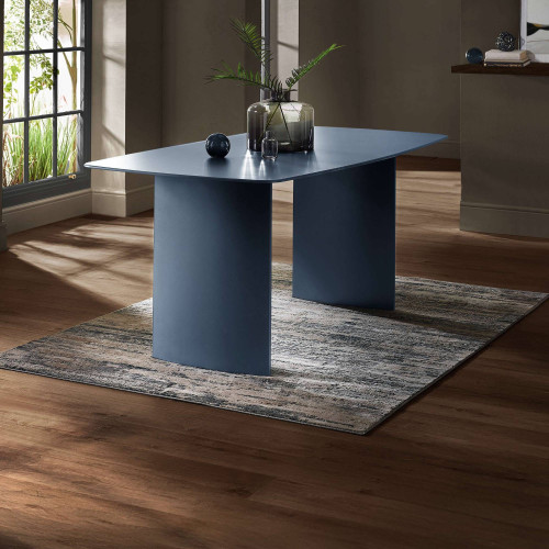 Element Matte Blue Rectangular Glass Dining Table (H76 x W180 x D90cm)