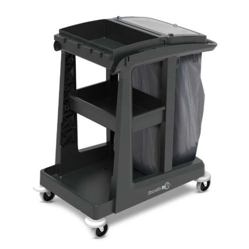 Numatic VersaCare Eco-Matic Trolley with Single Waste Bin, Shelf Storage and Top Storage Tray