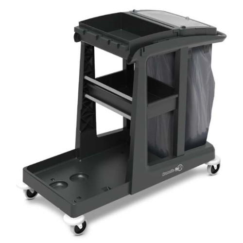 Numatic VersaCare Eco-Matic Trolley with Single Waste Bin, Shelf Storage, Top Storage Tray and Front Storage Unit