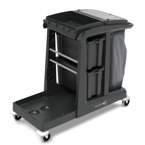 Numatic VersaCare Eco-Matic Trolley with Single Waste Bin, Lockable Deep Storage Drawers, Top Storage Tray and Front Storage Unit