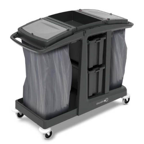 Numatic VersaCare Eco-Matic Trolley with Twin Waste Bins, Lockable Deep Storage Drawers and Top Storage Tray