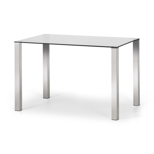 Enzo Chrome Plated with Glass Top Rectangular Dining Table (D120 x W80 x H75cm)