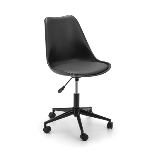 Erika Black Finish Office Swivel Chair (D56 x W50 x H92cm)