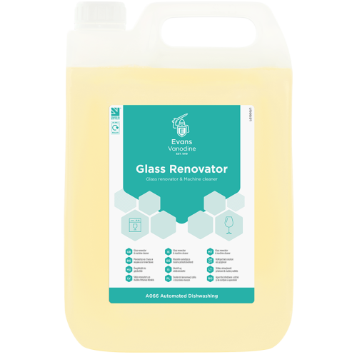 Evans Vanodine Dishwashing Automated Dishwasher Glass Renovator & Machine Cleaner Solution 5 litre (Box of 2)