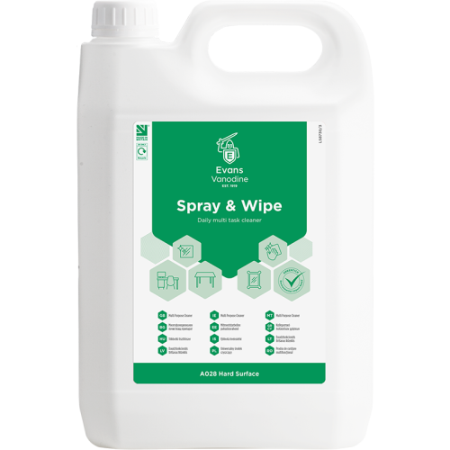 Evans Vanodine Hard Surface Cleaner Spray & Wipe Daily Multi Task Cleaner 5 litre (Box of 2)