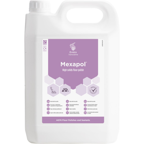 Evans Vanodine Floor Polish & Sealant Mexapol High Solids Floor Polish 5 litre (Box of 2)