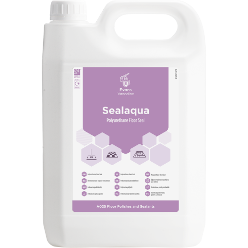 Evans Vanodine Floor Polish & Sealant Sealaqua Water Based Polyurethane Floor Seal 5 litre (Box of 2)