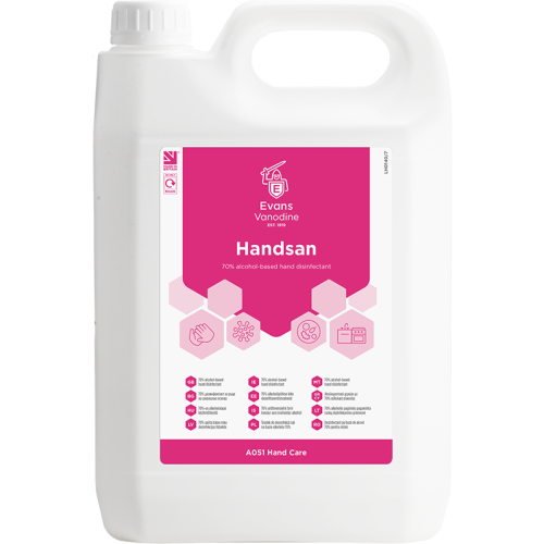 Evans Vanodine Hand Care & Dispensers Alcohol Based Hand Sanitiser Refill 5 litre (Box of 2)