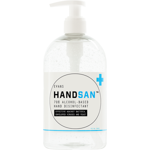 Evans Vanodine Hand Care & Dispensers Alcohol Based Hand Sanitiser with Pump 500ml (Box of 6)