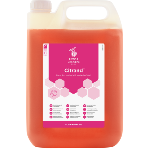 Evans Vanodine Hand Care & Dispensers Citrand Hand Gel Cartridge 5 litre (Box of 2)