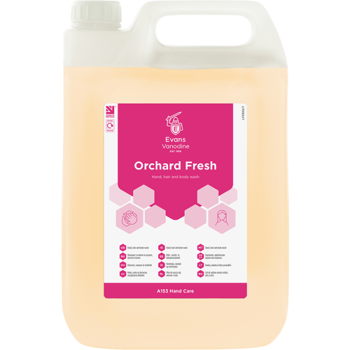 Evans Vanodine Body Wash & Shampoo Orchard Fresh Hand, Hair & Body Wash 5 litre (Box of 2)