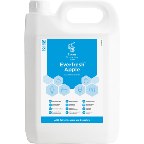 Evans Vanodine Toilet Cleaners & Descalers Everfresh Apple Toilet & Washroom Cleaner 5 litre (Box of 2)