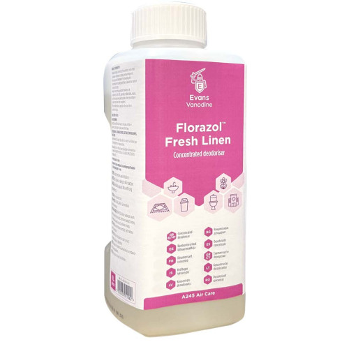 Evans Vanodine Air Fresheners Florazol Fresh Linen Concentrated Deodoriser 1 litre (Box of 4)