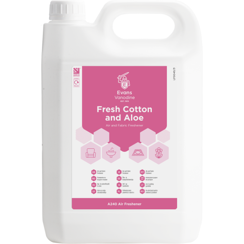 Evans Vanodine Air Fresheners Fresh Cotton and Aloe Air & Fabric Freshener 5 litre (Box of 2)