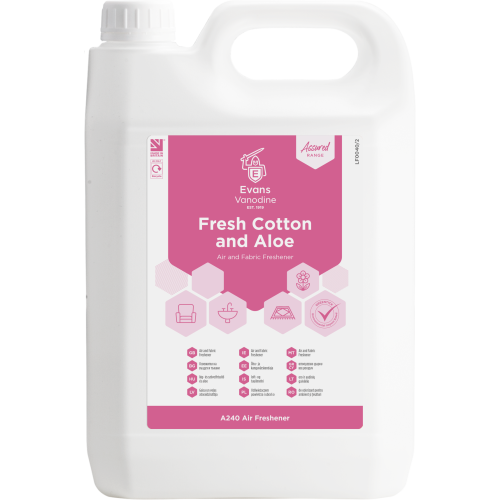 Evans Vanodine Air Fresheners Fresh Cotton and Aloe Air & Fabric Freshener 5 litre (Box of 2)