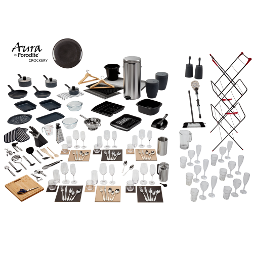 Elite Inventory Pack with Aura by Porcelite Earth Crockery - 6 Berth