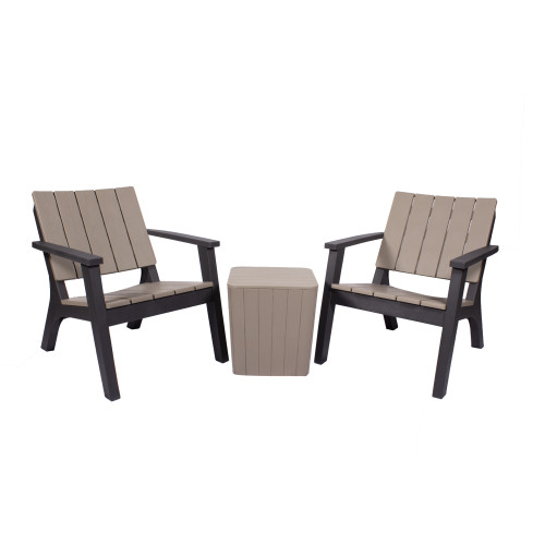 Faro Wood Grain Effect 2 Seater Bistro Set with Storage Coffee Table (Brown/Black)