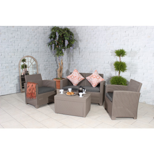 Faro Grey Rattan Effect 4 Seater Coffee Set