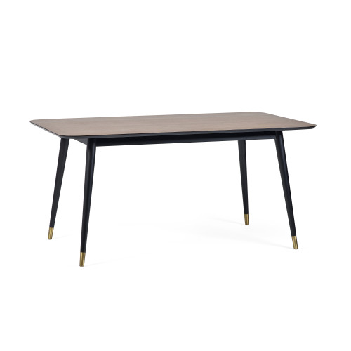 Findlay Walnut and Black Rectangular Dining Table (D90 x W160 x H75cm)