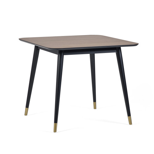 Findlay Walnut and Black Square Dining Table (D90 x W90 x H75cm)