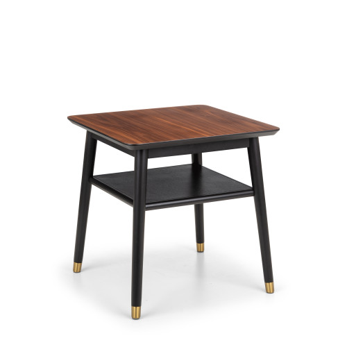 Findlay Walnut and Black Lamp Table (D45 x W45 x H45cm)