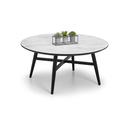 Firenze Black and White Marble Finish Coffee Table (D90 x W90 x H43cm)