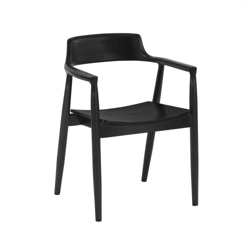 Set of 2 Black Franklin Dining Chair with Arms (H78 x W56 x D57.5cm)