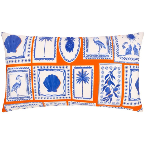 Furn Frieze Outdoor Cushion 30 x 50cm - Coral/Blue