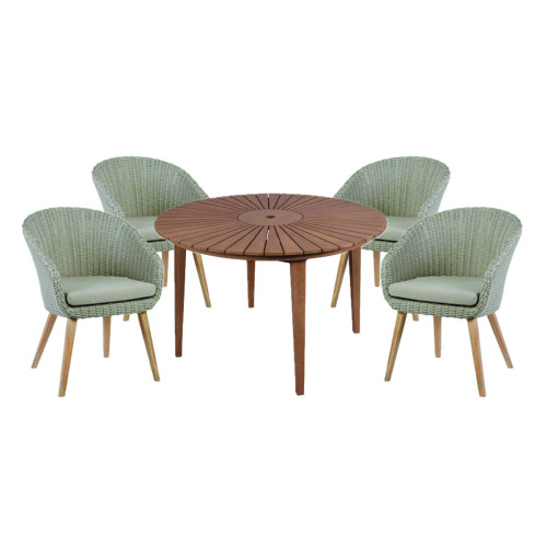 Sol Rattan Dining Chair & Roma 4 Seater Round Table